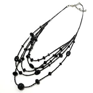 5 strand black beaded necklace
